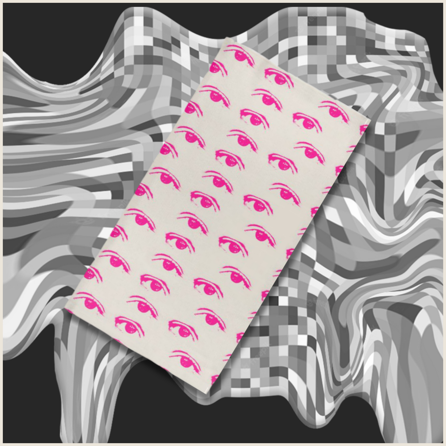 Snood / neck gaiter with adversarial pattern designed to confuse AI facial recognition systems.