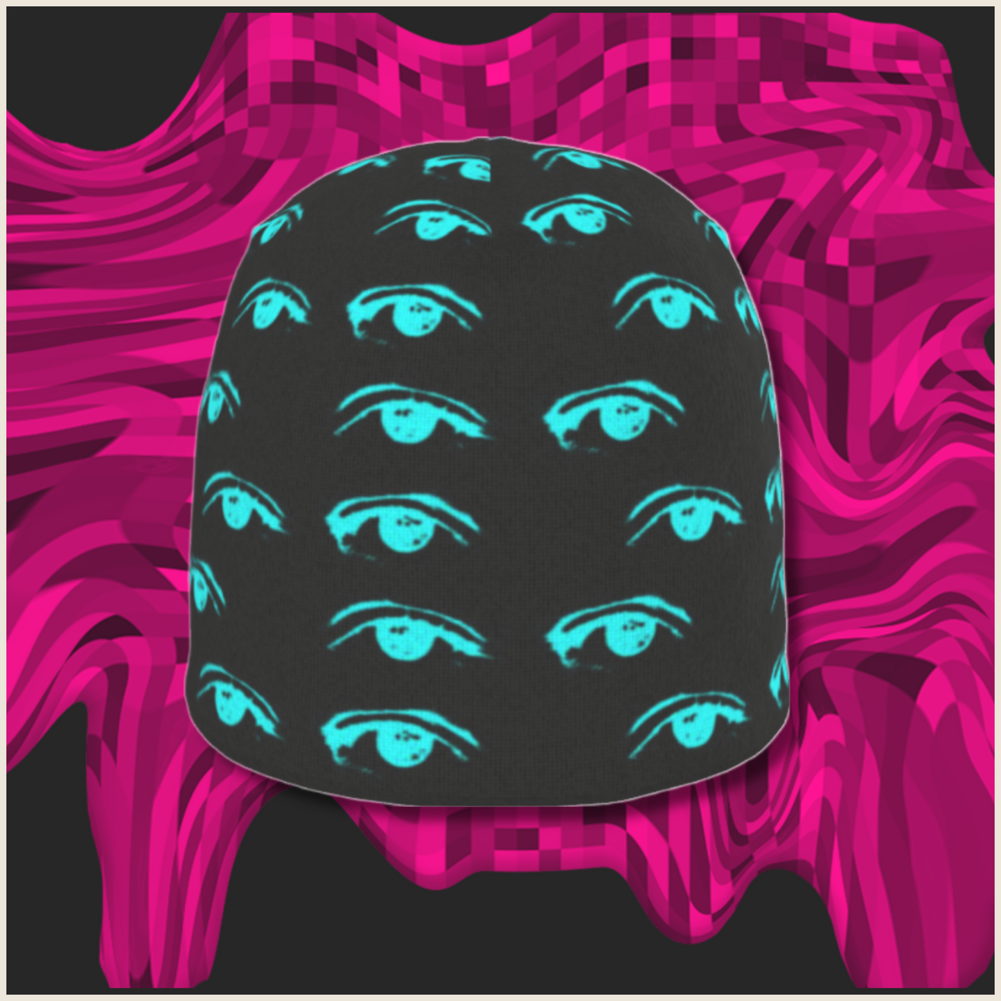 Adversarial Fashion Beanie In Black and Cyan