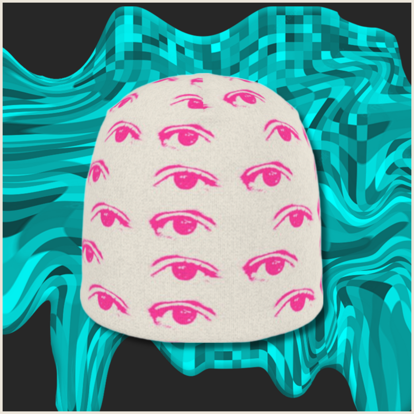 Adversarial Fashion Beanie In Beige and Pink