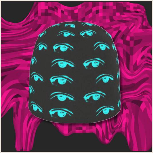Adversarial Fashion Beanie In Black and Cyan